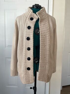 Chunky Knit Button Cardigan - Cream